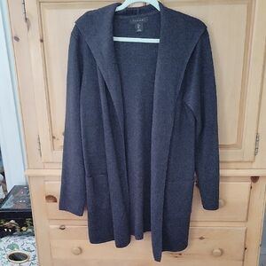 Tahari Charcoal Open Front Cardigan